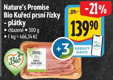 Nature's Promise Bio Kuřecí prsní řízky - plátky, 300 g