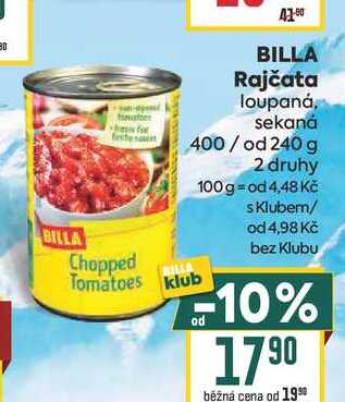 BILLA Rajčata loupaná, sekaná 400/ od 240 g
