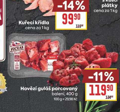 Hovězí guláš porcovaný balení, 400 g