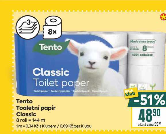 Tento Toaletní papír Classic 8 rolí 