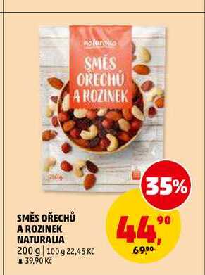 SMĚS OŘECHŮ A ROZINEK NATURALIA, 200 g