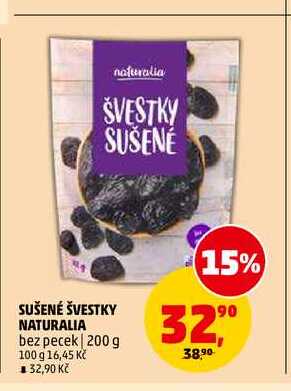 SUŠENÉ ŠVESTKY NATURALIA bez pecek, 200 g 