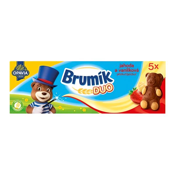 Opavia Brumík Duo Vanilková příchuť a jahoda jemné pečivo