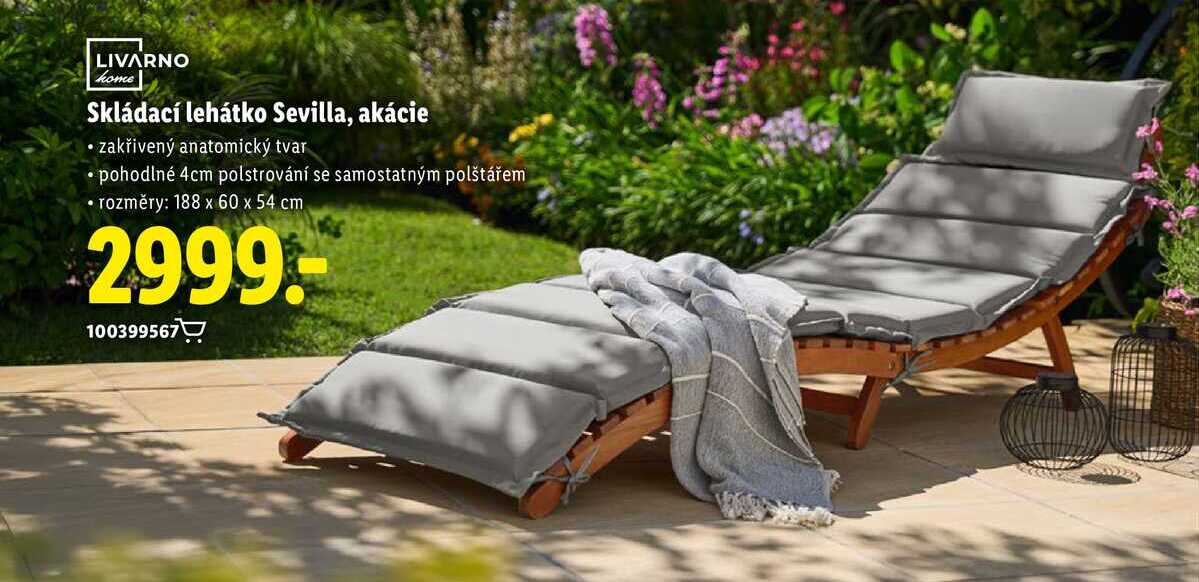 Skládací lehátko Sevilla, akácie 