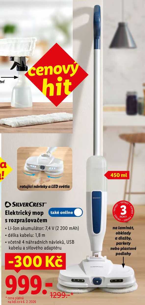 Elektrický mop s rozprašovačem 