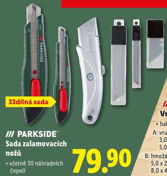 Sada zalamovacích nožů 