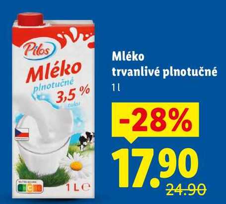 Mléko trvanlivé plnotučné, 1 l