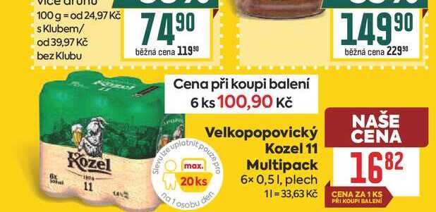 Velkopopovický Kozel 11 Multipack 6x 0,51, plech 