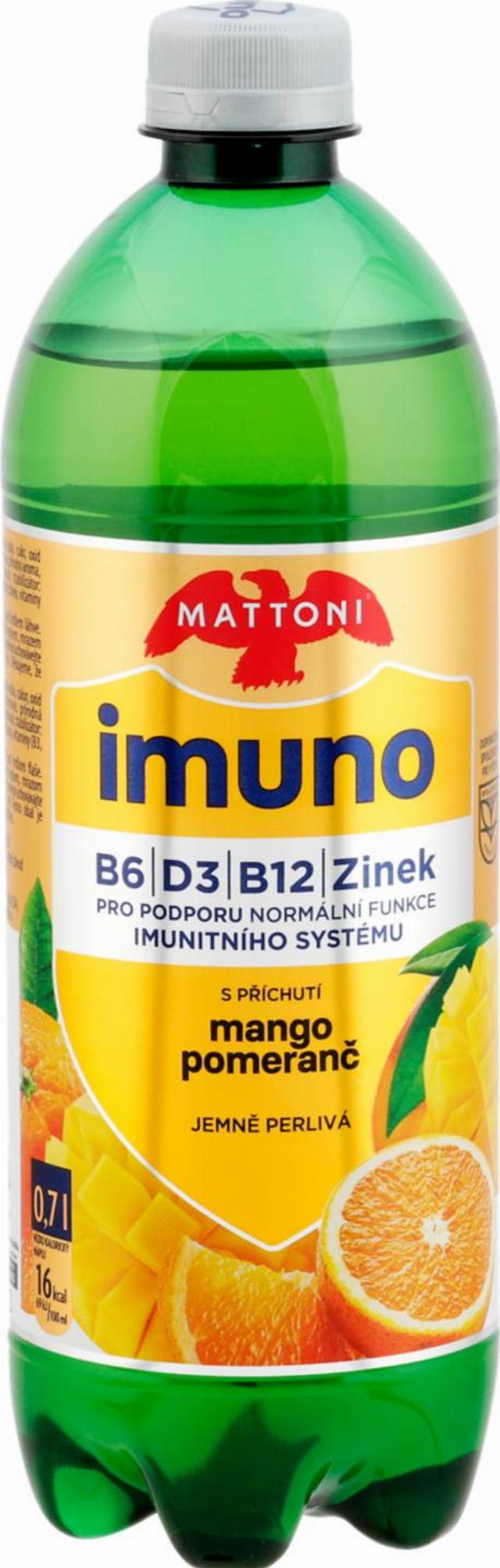 Mattoni Imuno Minerální voda ochucená mango a pomeranč
