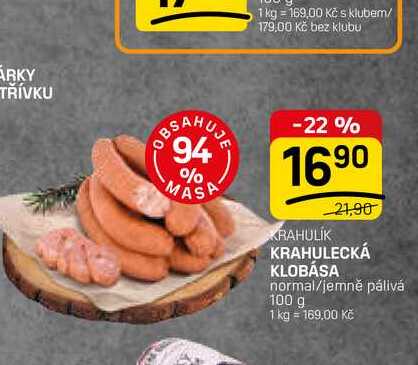 KRAHULECKÁ KLOBÁSA normal/jemně pálivá 100 g