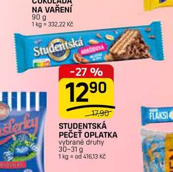 STUDENTSKÁ PEČEŤ OPLATKA vybrané druhy 30-31 g