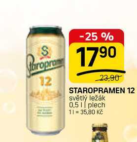 STAROPRAMEN 12 světlý ležák plech 0,5l