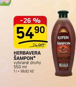 HERBAVERA ŠAMPON vybrané druhy 550 ml