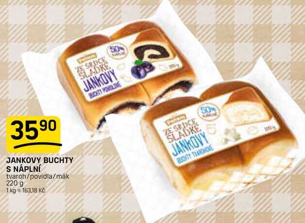 JANKOVY BUCHTY S NÁPLNÍ tvaroh/povidla/mák 220 g
