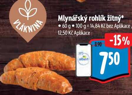   Mlynářský rohlík žitný 60 g 