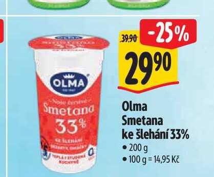   Olma Smetana ke šlehání 33%  200 g 