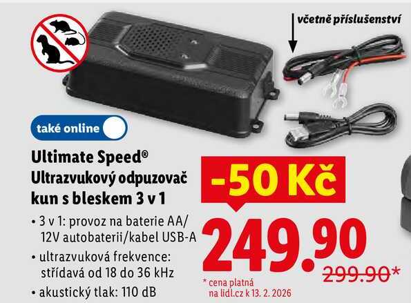 Ultimate Speed® Ultrazvukový odpuzovač kun s bleskem 3 v 1