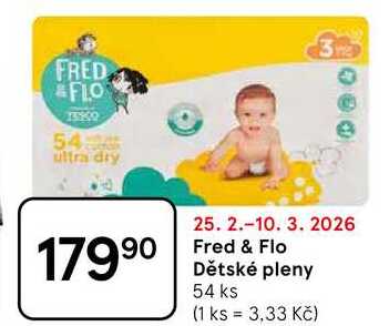 Fred & Flo Dětské pleny, 54 ks