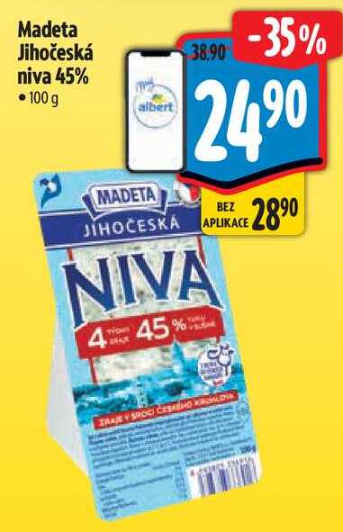 Madeta Jihočeská niva 45%, 100 g 