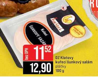 DZ Klatovy kuřecí šunkový salám plátky 100 g 