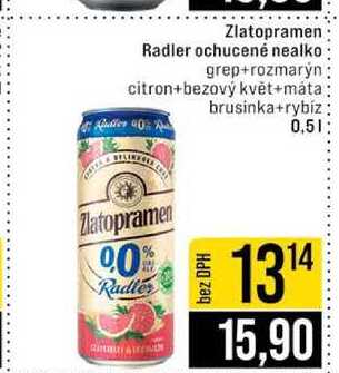 Zlatopramen Radler ochucené nealko grep+rozmarýn citron+bezový květ+máta brusinka+rybíz 0,5l
