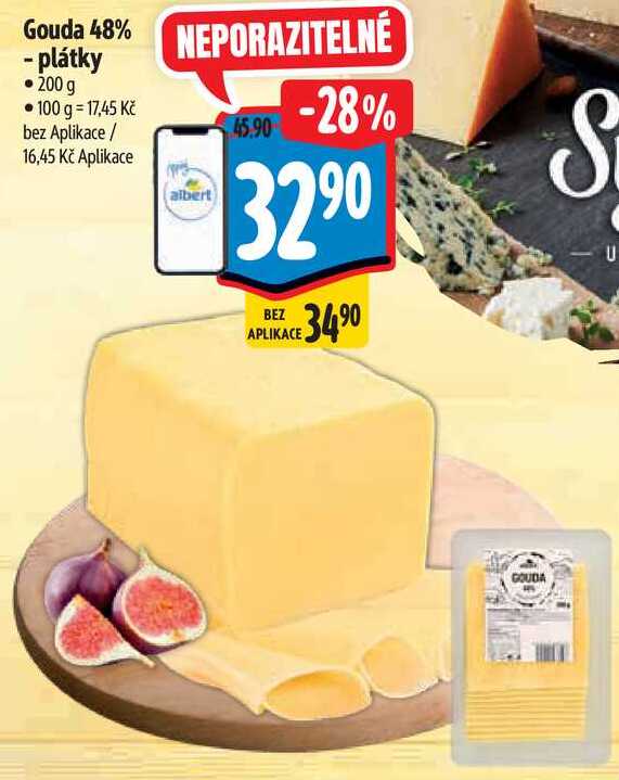 Gouda 48% - plátky, 200 g 