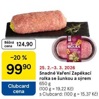 Snadné Vaření Zapékací rolka se šunkou a sýrem, 650 g