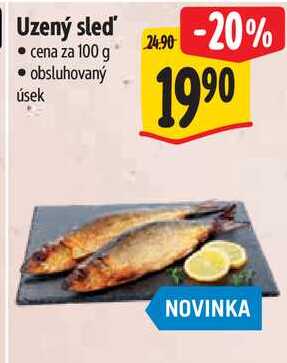 Uzený sleď, cena za 100 g