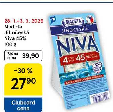 Madeta Jihočeská Niva 45%, 100 g