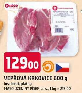 VEPŘOVÁ KRKOVICE 600 g bez kosti, plátky 