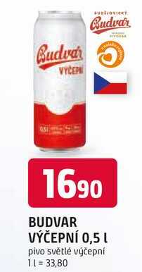 BUDVAR Pivo světlé výčepní 0,5l 0.5l plechovka
