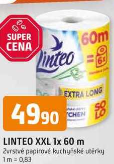 LINTEO XXL 1x 60 m 2vrstvé papírové utěrky