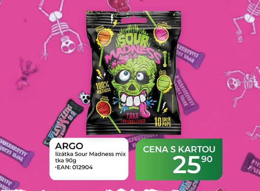 ARGO lízátka Sour Madness mix tka 90g  