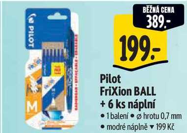 Pilot Frixion BALL + 6 ks náplní 