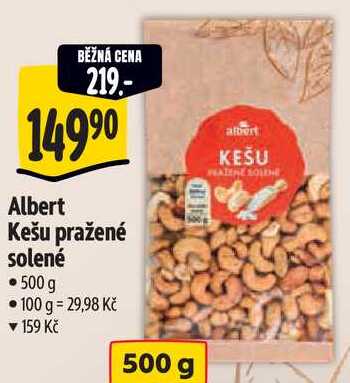 Albert Kešu pražené solené, 500 g