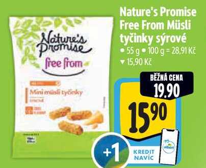 Nature's Promise Free From Müsli tyčinky sýrové, 55 g