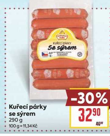 Kuřecí párky se sýrem 290 g 