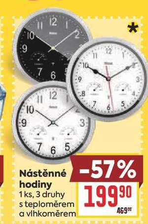 Nástěnné hodiny 1ks, 3 druhy s teploměrem a vlhkoměrem