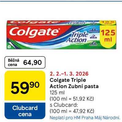 Colgate Triple Action Zubní pasta, 125 ml