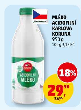 MLÉKO ACIDOFILNÍ KARLOVA KORUNA, 950 g 