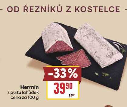 Hermín z pultu lahůdek cena za 100 g 