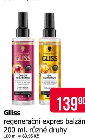 Gliss regenerační expres balzám 200 ml, různé druhy