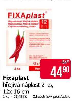 Fixaplast hřejivá náplast 2 ks, 12x 16 cm