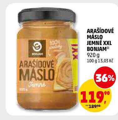 ARAŠÍDOVÉ MÁSLO JEMNÉ XXL BONJAM, 920 g