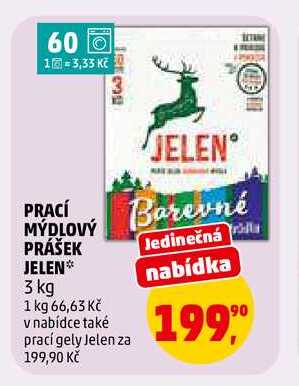 PRACÍ MÝDLOVÝ PRÁŠEK JELEN, 3 kg