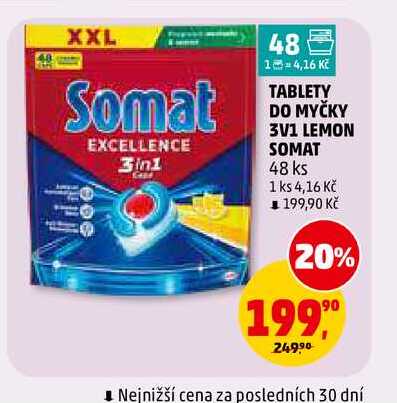TABLETY DO MYČKY 3V1 LEMON SOMAT, 48 ks
