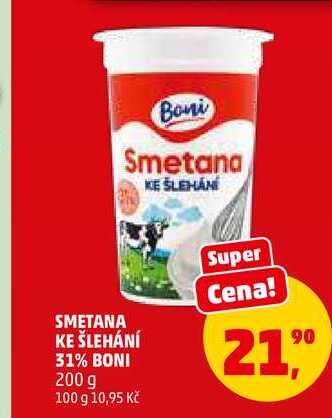 SMETANA KE ŠLEHÁNÍ 31% BONI, 200 g 