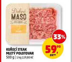 KUŘECÍ STEAK MLETÝ POLOTOVAR, 500 g