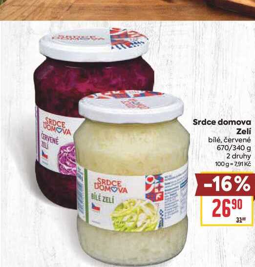 Srdce domova Zelí bílé, červené 670/340 g
