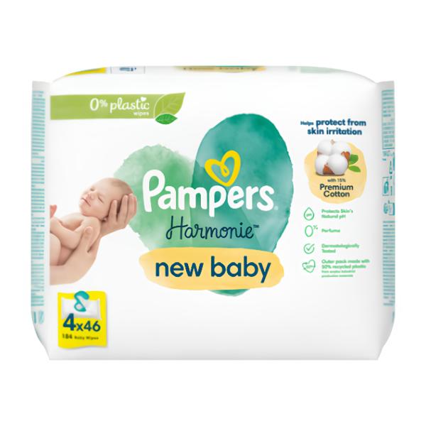 Pampers Harmonie New baby Vlhčené ubrousky 4x46 ks